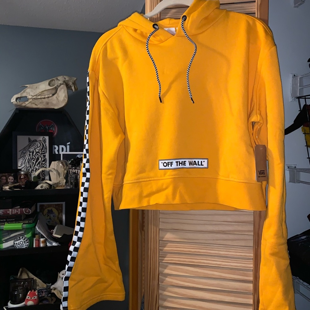 Vans Yellow Checkerboard Cropped Hoodie